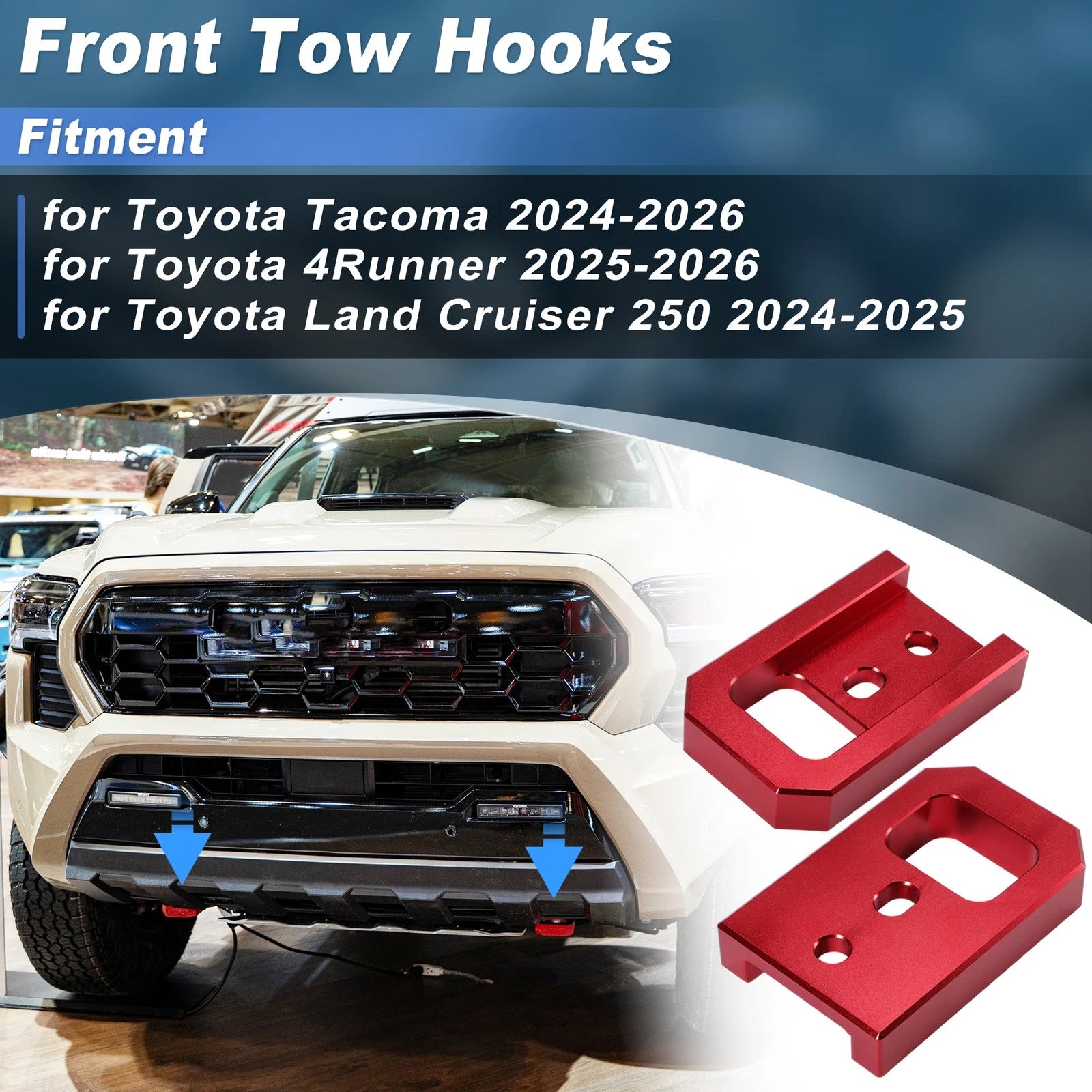 Front Tow Hooks Heavy Duty Replacement for Toyota Tacoma 4Runner (2024-2026)
