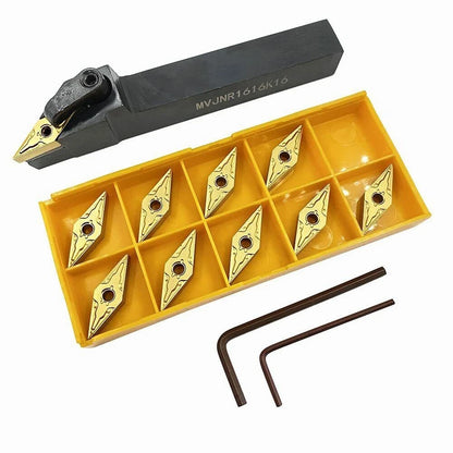 16mm Lathe Turning Tool Holder with 10 Carbide Inserts VNMG160404