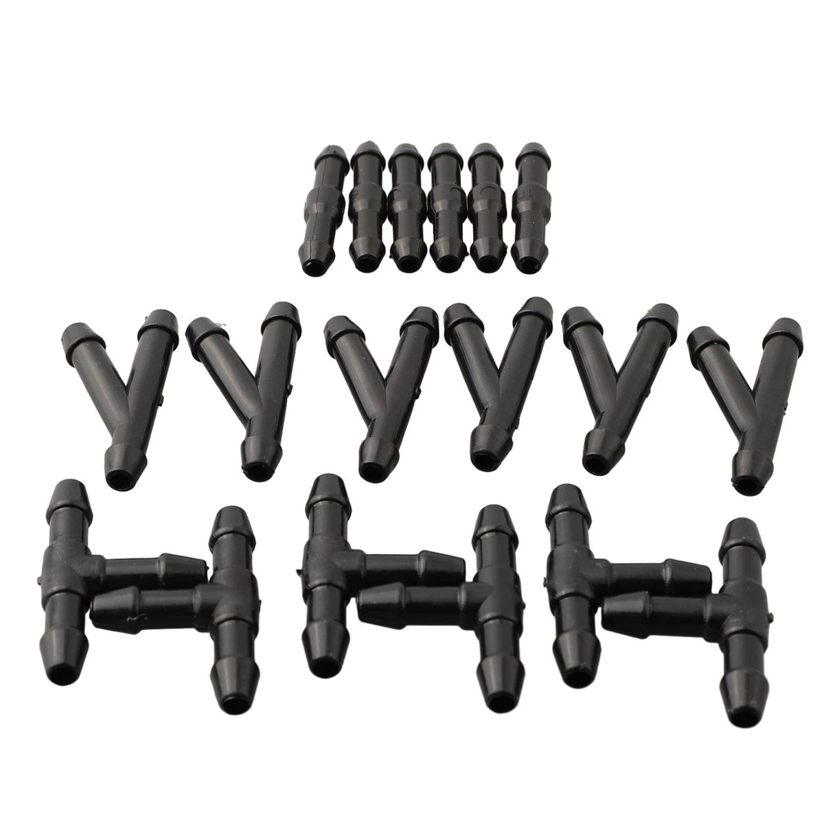 18pcs Splitter Fittings Black Washer Hose Connector Windshield