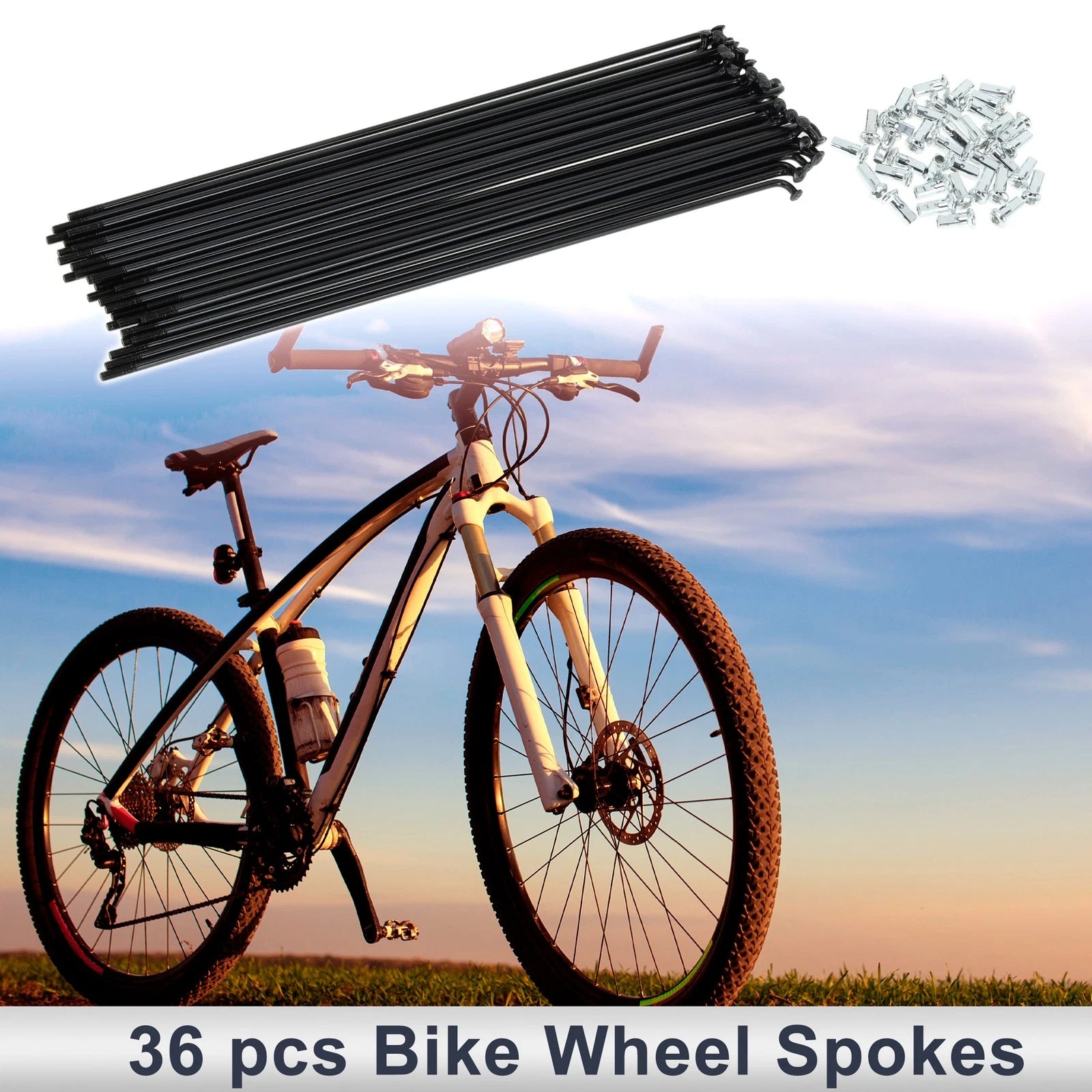 Bicycle Spokes Nipple Set 12G 223mm Carbon Steel Black for Universal