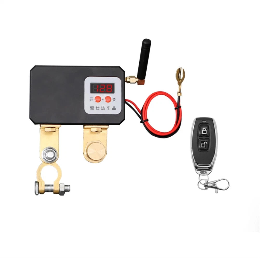 12V Wireless Remote Control Car Battery Disconnect Switch with Voltage Display