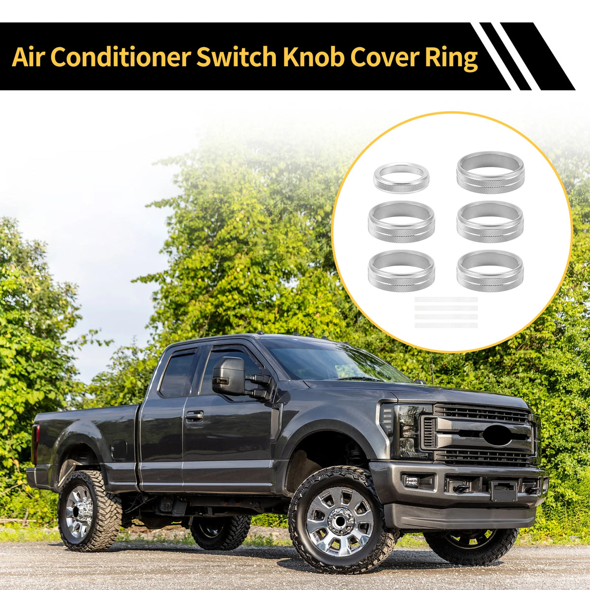 Air Conditioner Switch Knob Cover Ring for Ford F-150 (2015–2023) Silver Tone