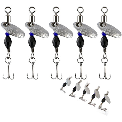 5PCS Spinner Bait Lures for Lake River Use (Reflective Rotating Spoon)
