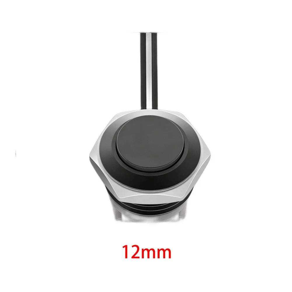 12mm Waterproof Momentary Push Button Switch - Black