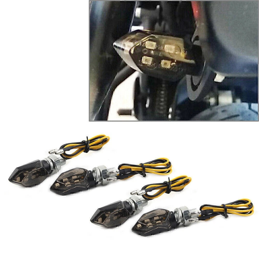 4x Mini Motorcycle 12V 5-LED Turn Signals Blinker Light Indicator Lamp Universal