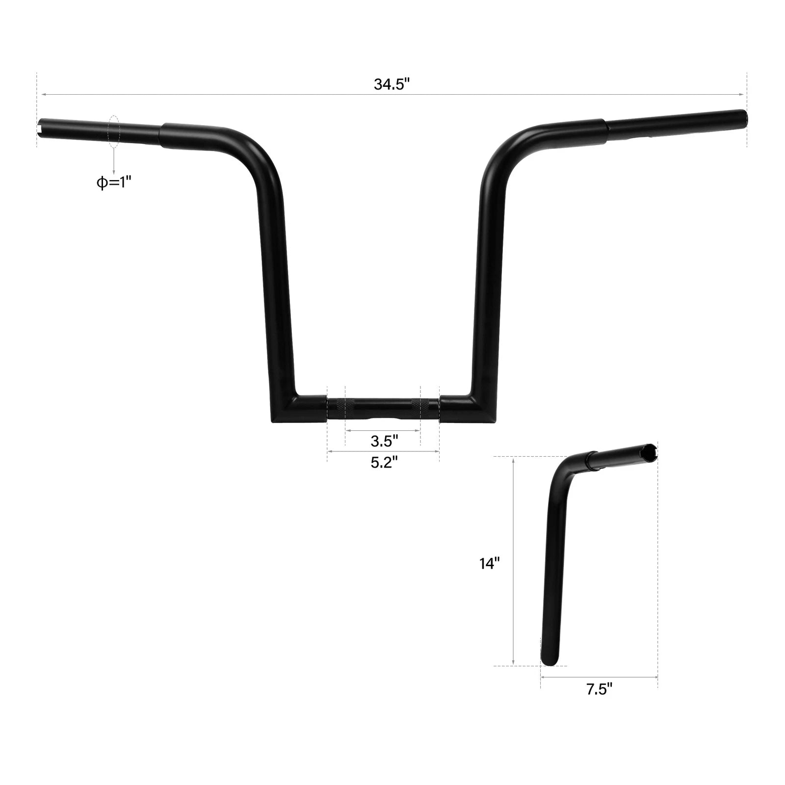 14" Rise Black Ape Hanger Handlebars for Harley (Fits )