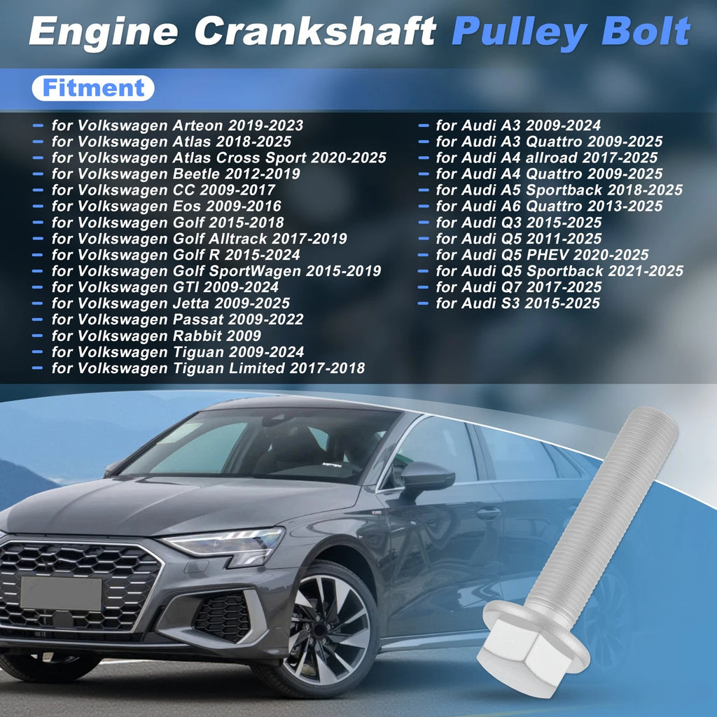 Crankshaft Pulley Bolt Kit Replacement for Audi A1 A3 A4 A5 A6 TT (2006–2018)