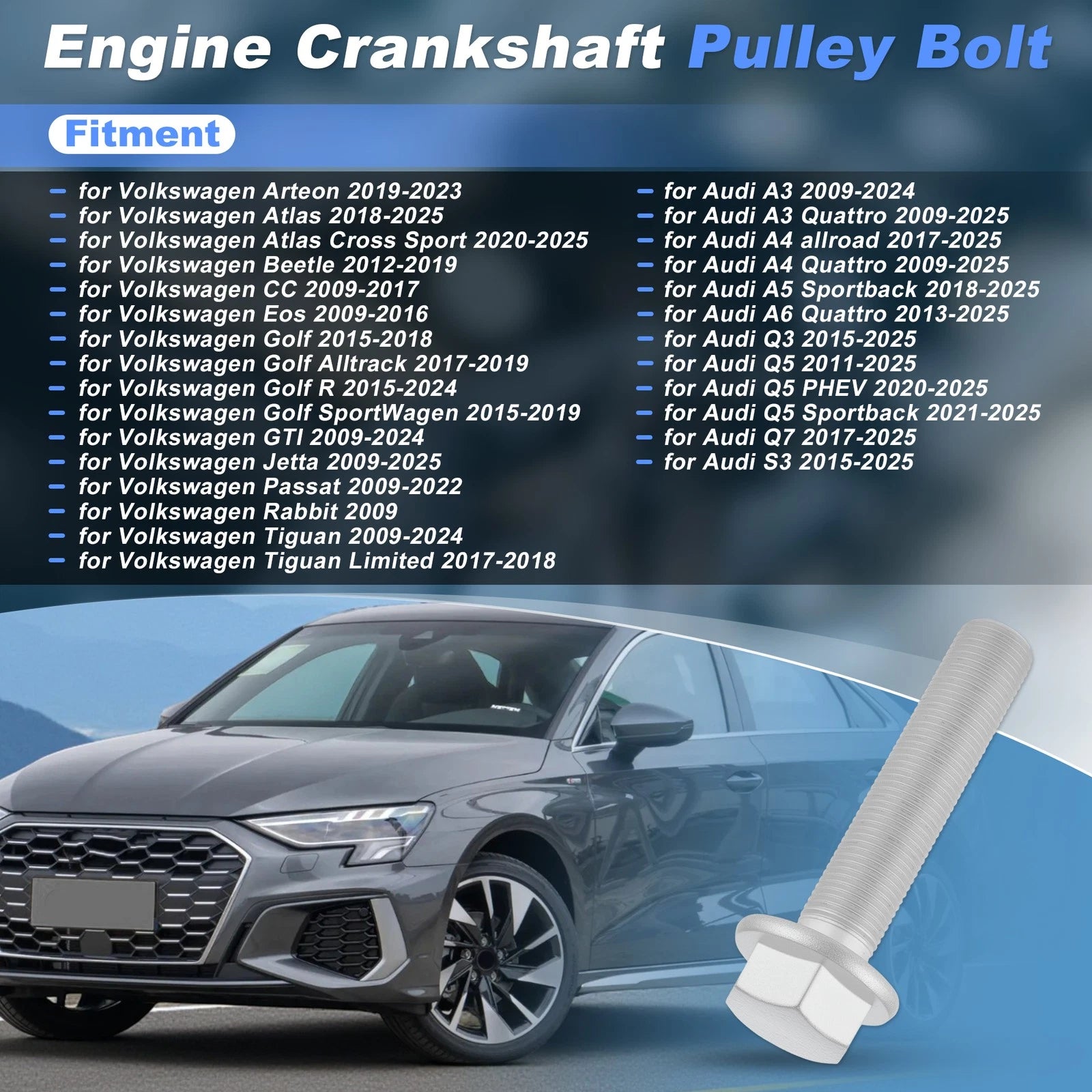 Crankshaft Pulley Bolt Kit Replacement for Audi A1 A3 A4 A5 A6 TT (2006–2018)