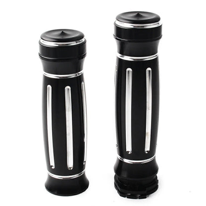 Aluminum 1" CNC Black Handle Bar Hand Grips for Harley Touring
