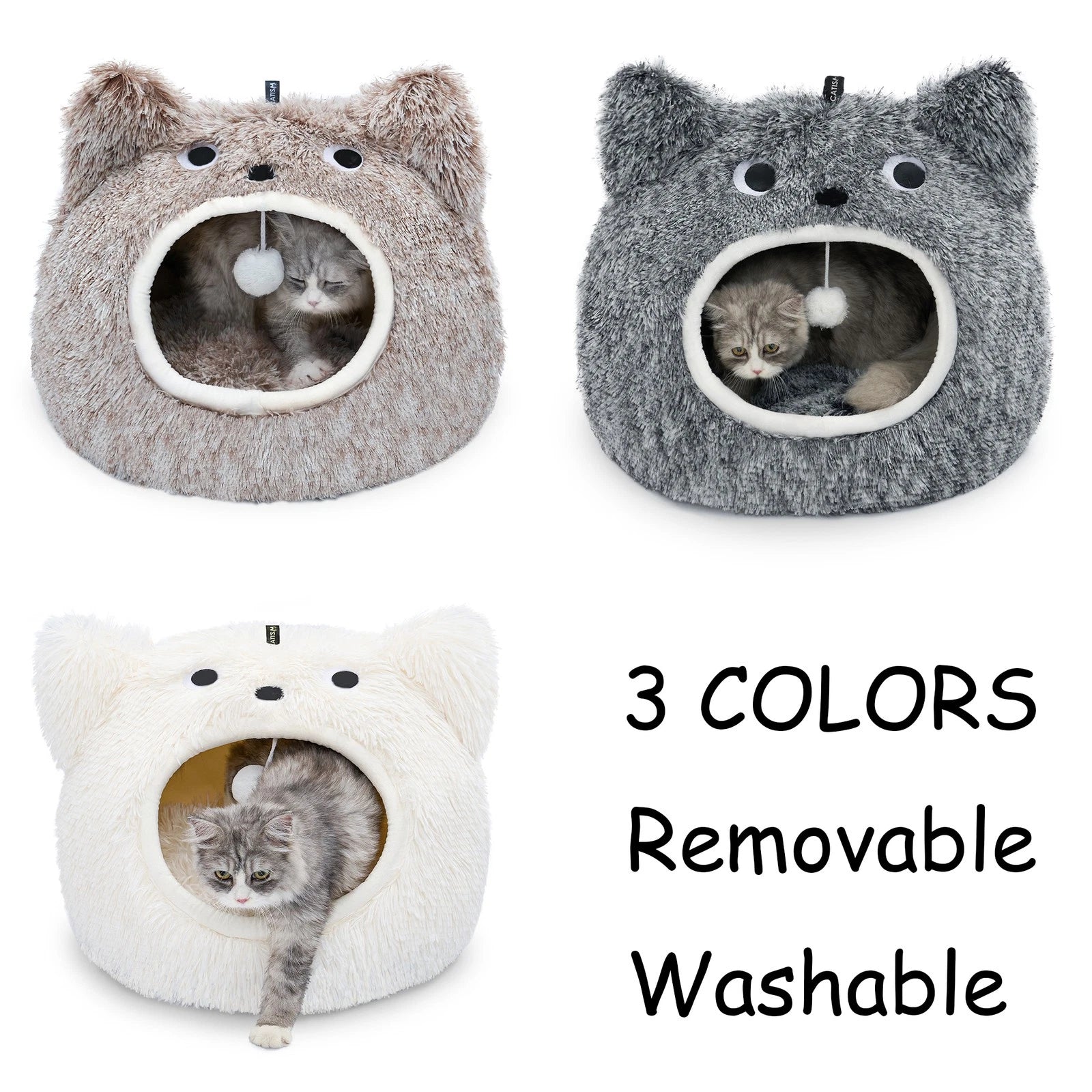 Cat Bed Cave for Dogs Cats Self Warming (Comfortable Soft Plush)