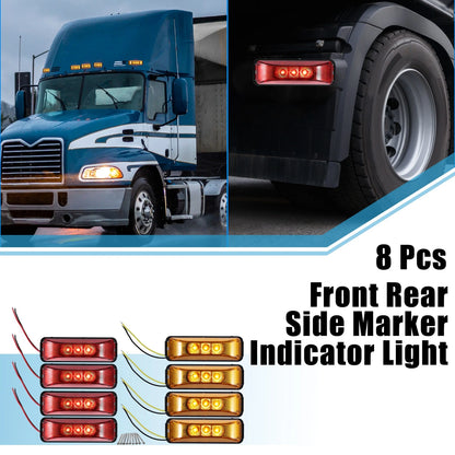 Trailer LED Sealed Waterproof 4" Lights Amber Red Set for Truck RV (Set of 8)
