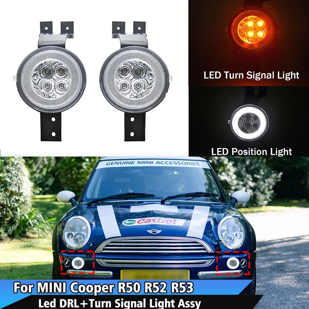 Full LED Halo Turn Signal Lights Assembly for MINI Cooper R50 R52 R53 (2002–2008)