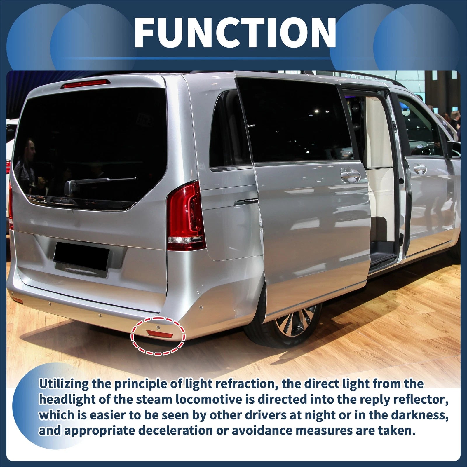Bumper Reflector Replacement for Mercedes Benz Vito W447 V-Class Rear Right (2015–2024)