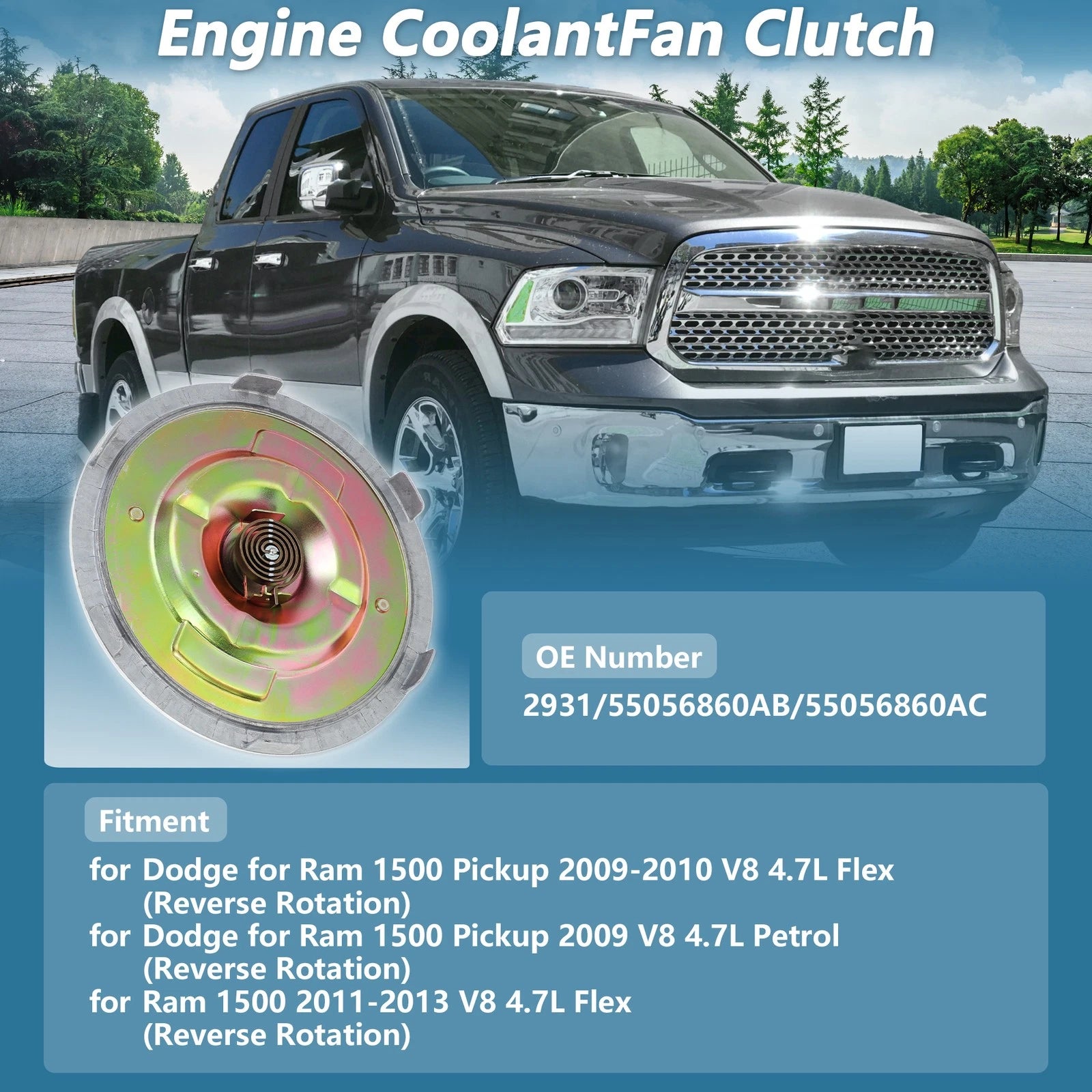 Cooling Fan Clutch Replacement for Dodge Ram 1500 2500 (2009–2010)