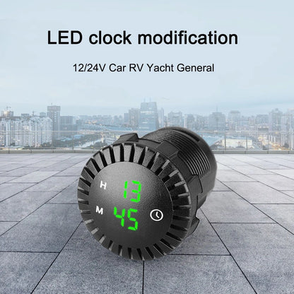 LED Digital Clock Panel for 12V-24V Car Boat (Waterproof)