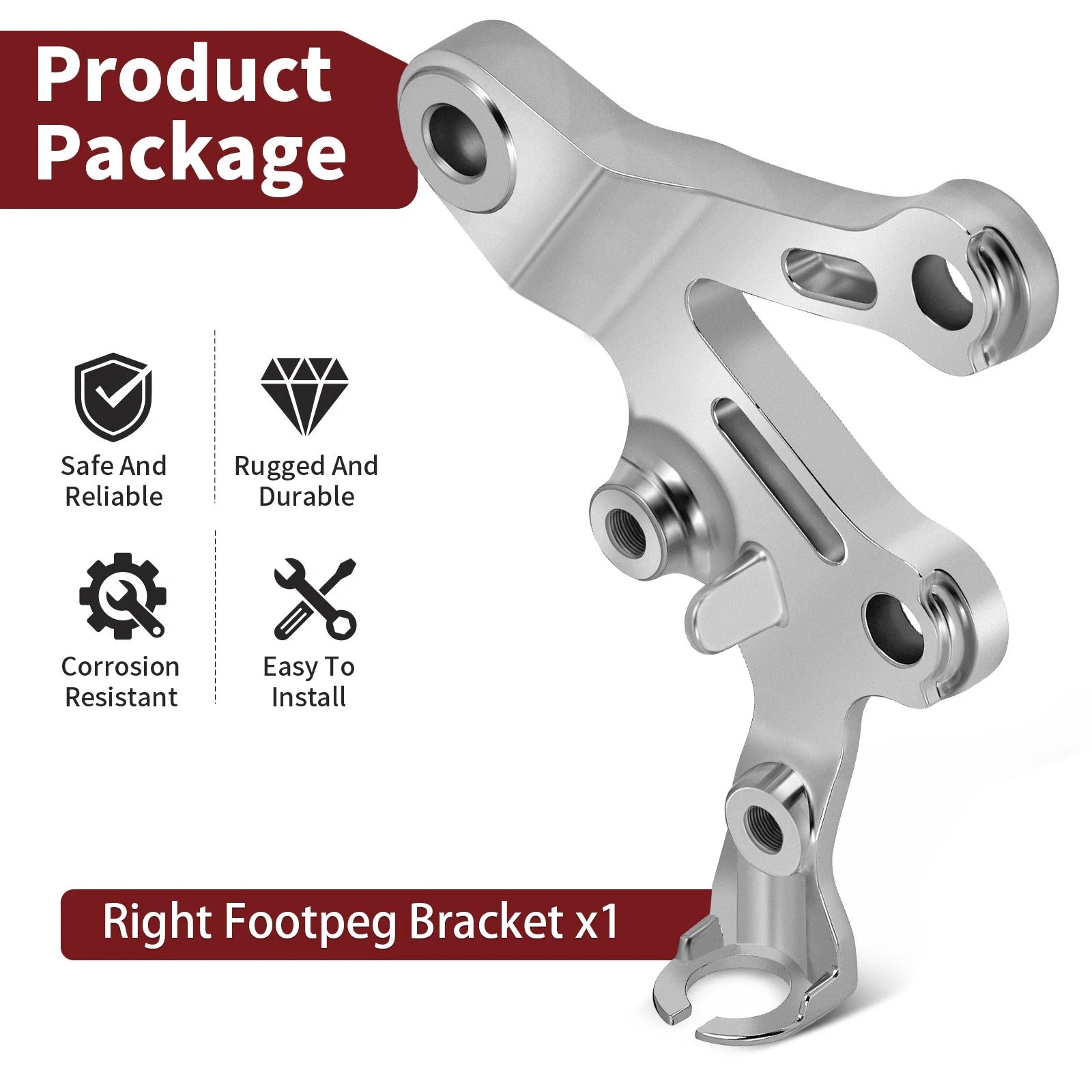 Right Foot Peg Bracket for Kawasaki Ninja ZX6R ZX9R ZZR600 (1998–2008) 35011-1875