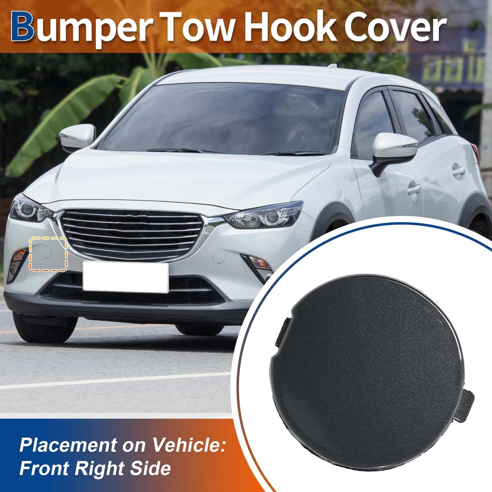Tow Hook Cover Front Replacement for Mazda (2009–2015)