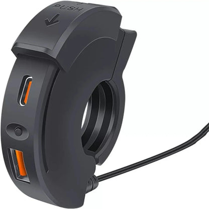 Dual USB Fast Charger Adapter for Motorcycle Handlebar Mount (Universal)