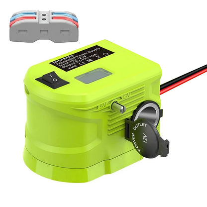 Step Down Voltage Adapter for Ryobi 18V Batteries (Green Plastic Metal)