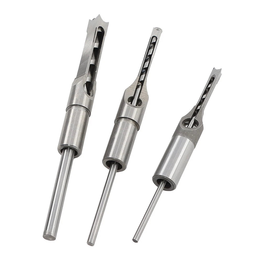 3PC Mortise Chisel Drill Bit Set for Woodworking Tools