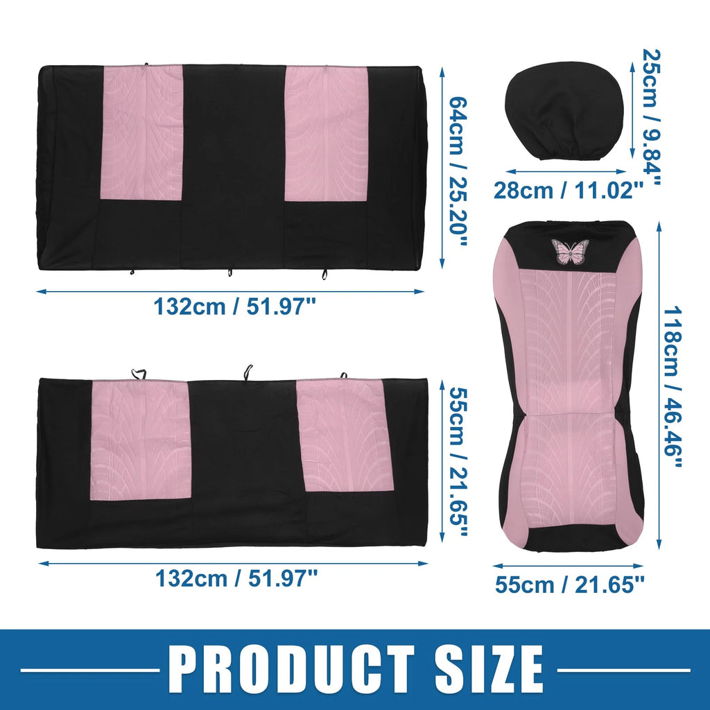 9 Piece Car Seat Covers Kit for Universal SUV - Butterfly Pattern Pink