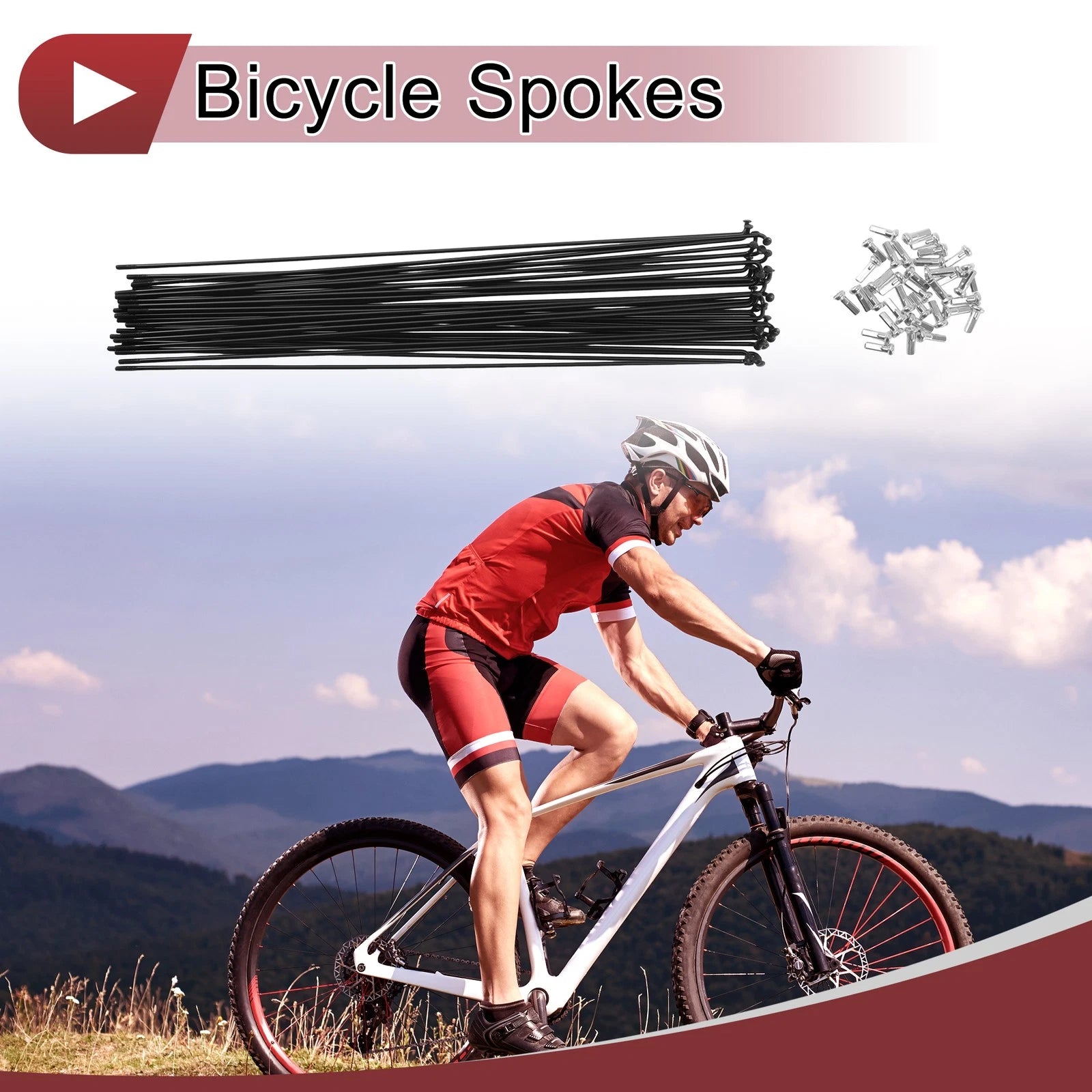 Bicycle Spoke Set 267 mm Steel Black for 14G Bicycles (Universal)