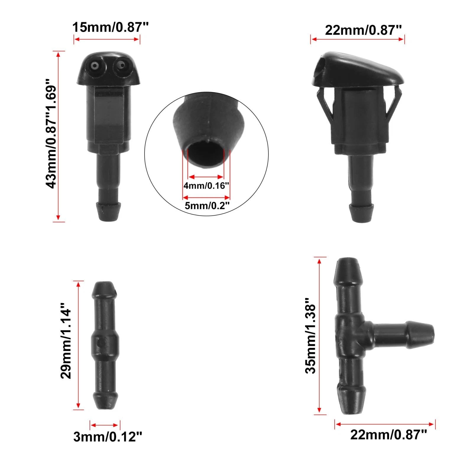 Windshield Washer Nozzle Kit 7pcs Replacement for Toyota Camry (2012–2024)
