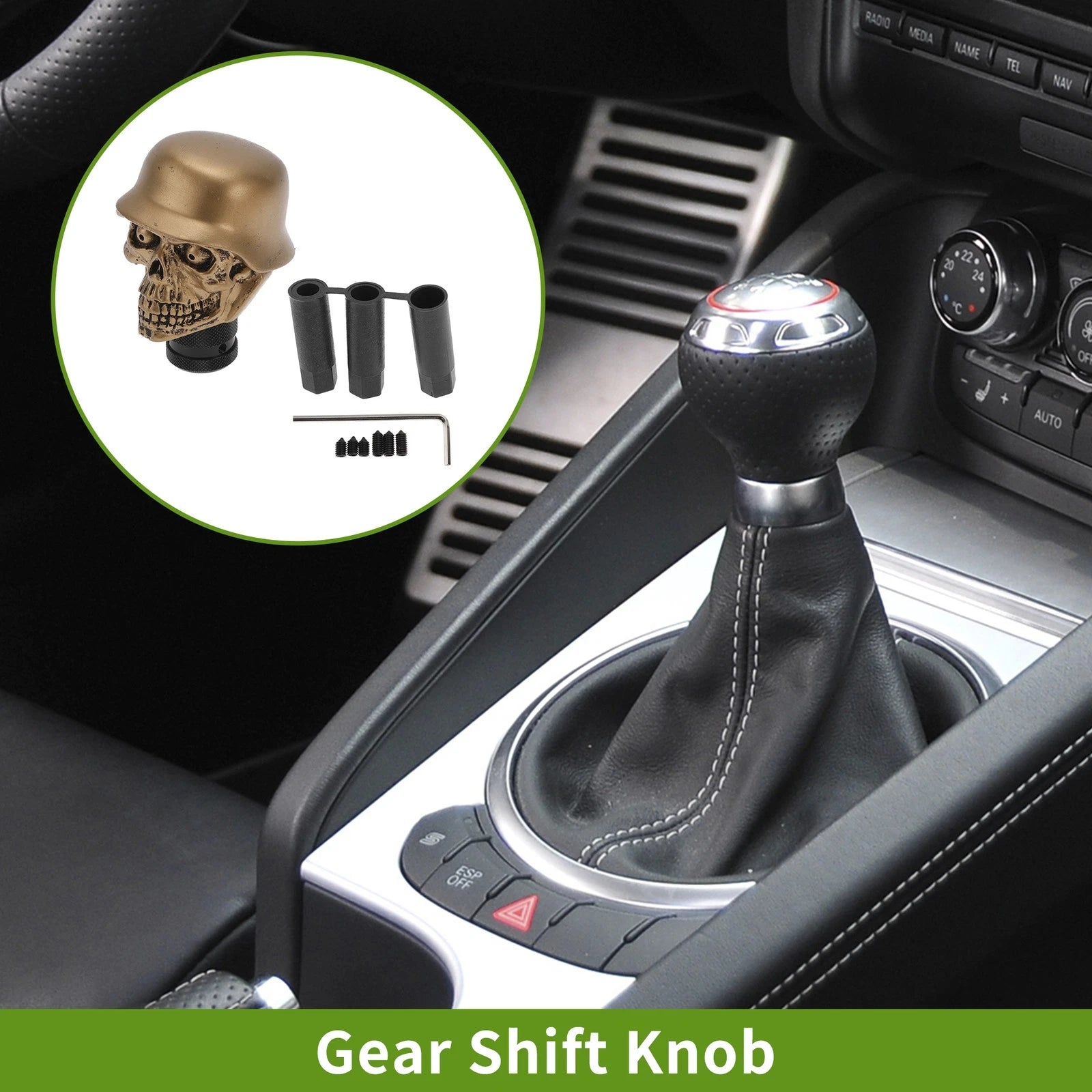 Skull Shift Knob with 3 Adapters for Universal Fit (Automatic/Manual)