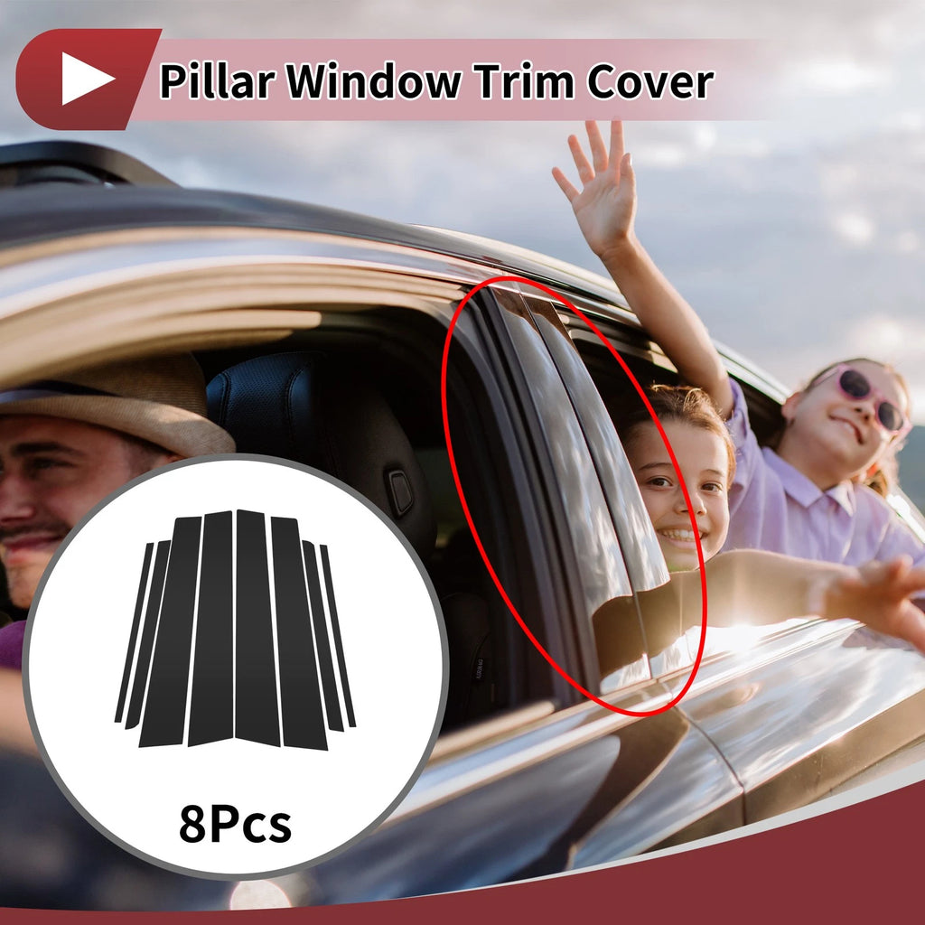 8 Pcs Door Pillar Window Trim Replacement for Toyota Verso EZ (2012–2015) Black