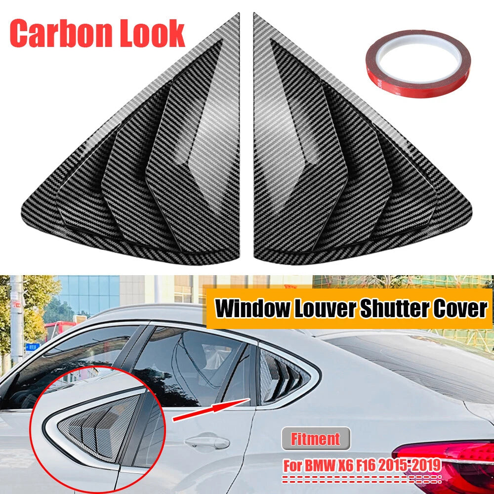 Rear Window Louver Shutter Cover for BMW X6 F16 (2015–2019) Carbon Fiber Look