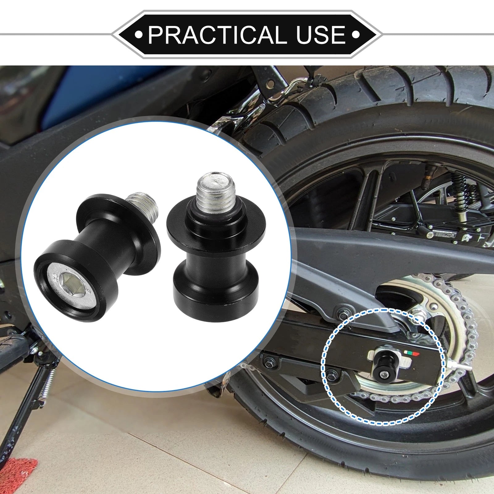 Motorcycle Swingarm Spools 10mm CNC Replacement Pair for Universal Fit (Fits Most)