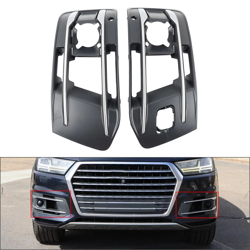 1 Pair Front Bumper Fog Light Grille Cover for Audi Q7 (2016–2019)