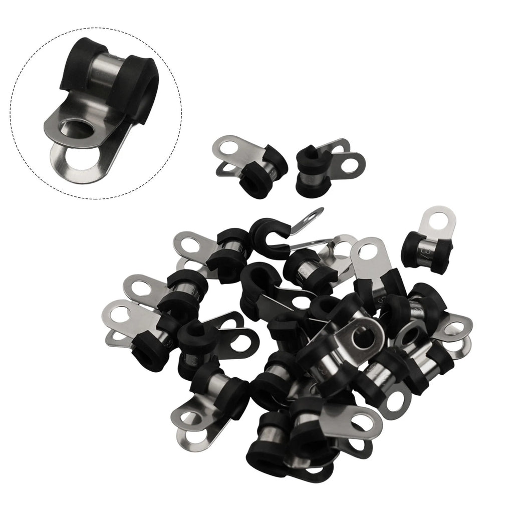 24Pcs Rubber Lined Brake Pipe Tube Clips for
