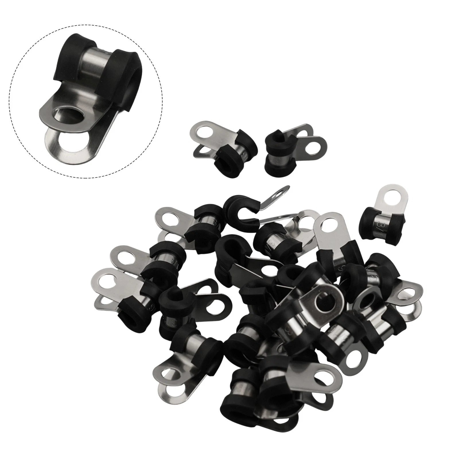 24Pcs Rubber Lined Brake Pipe Tube Clips for
