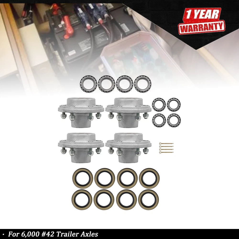 6-5.5" Galvanized Trailer Wheel Hub Kits for 6000 #42 Trailer Axles