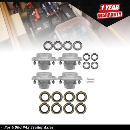 6-5.5" Galvanized Trailer Wheel Hub Kits for 6000 #42 Trailer Axles