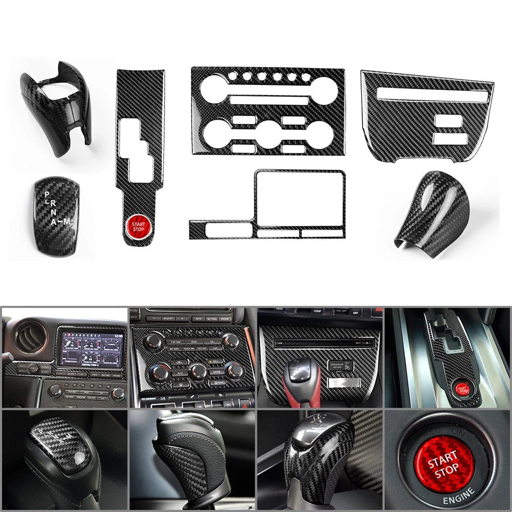 9pc Center Console Gear Shift Panel Cover for Nissan GTR R35 (2007–2021)