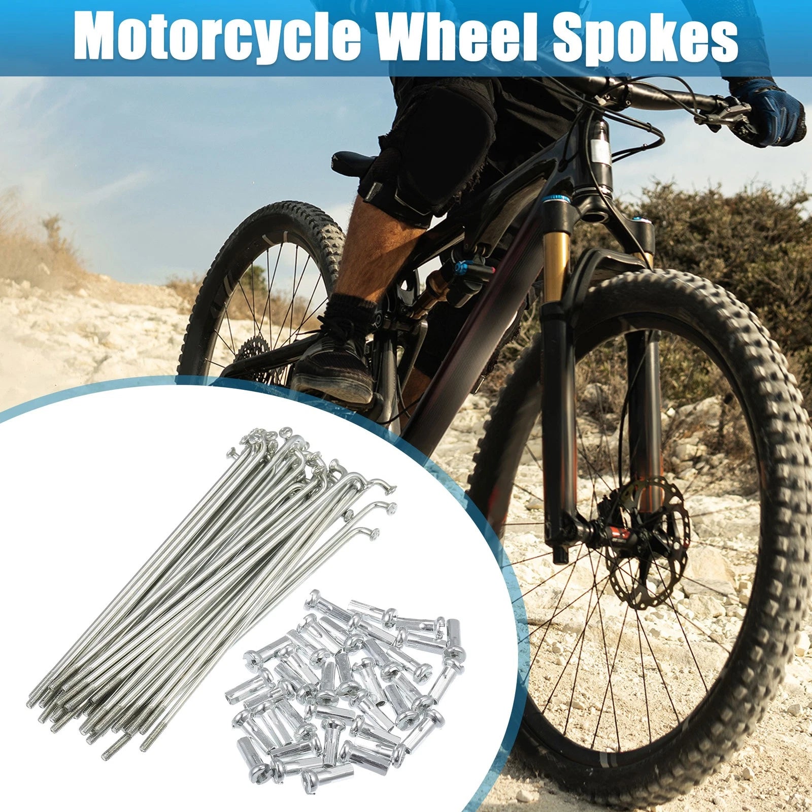 14G J Bend Bicycle Spokes Galvanized 95mm with Nipples (36 Pack)