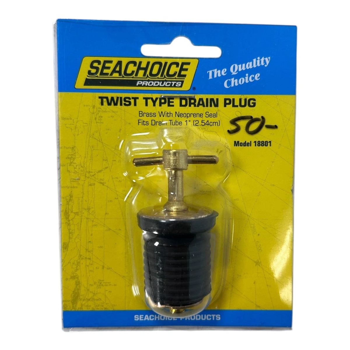 3X Marine Twist Type Drain Plug for SeaChoice (18801) 1'' Brass Neoprene Seal