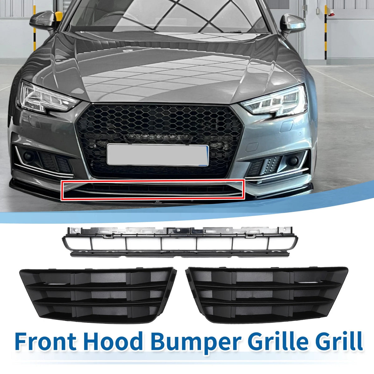 Front Lower Bumper Grille Grill Replacement for Audi A4 B9 (2016–2018)