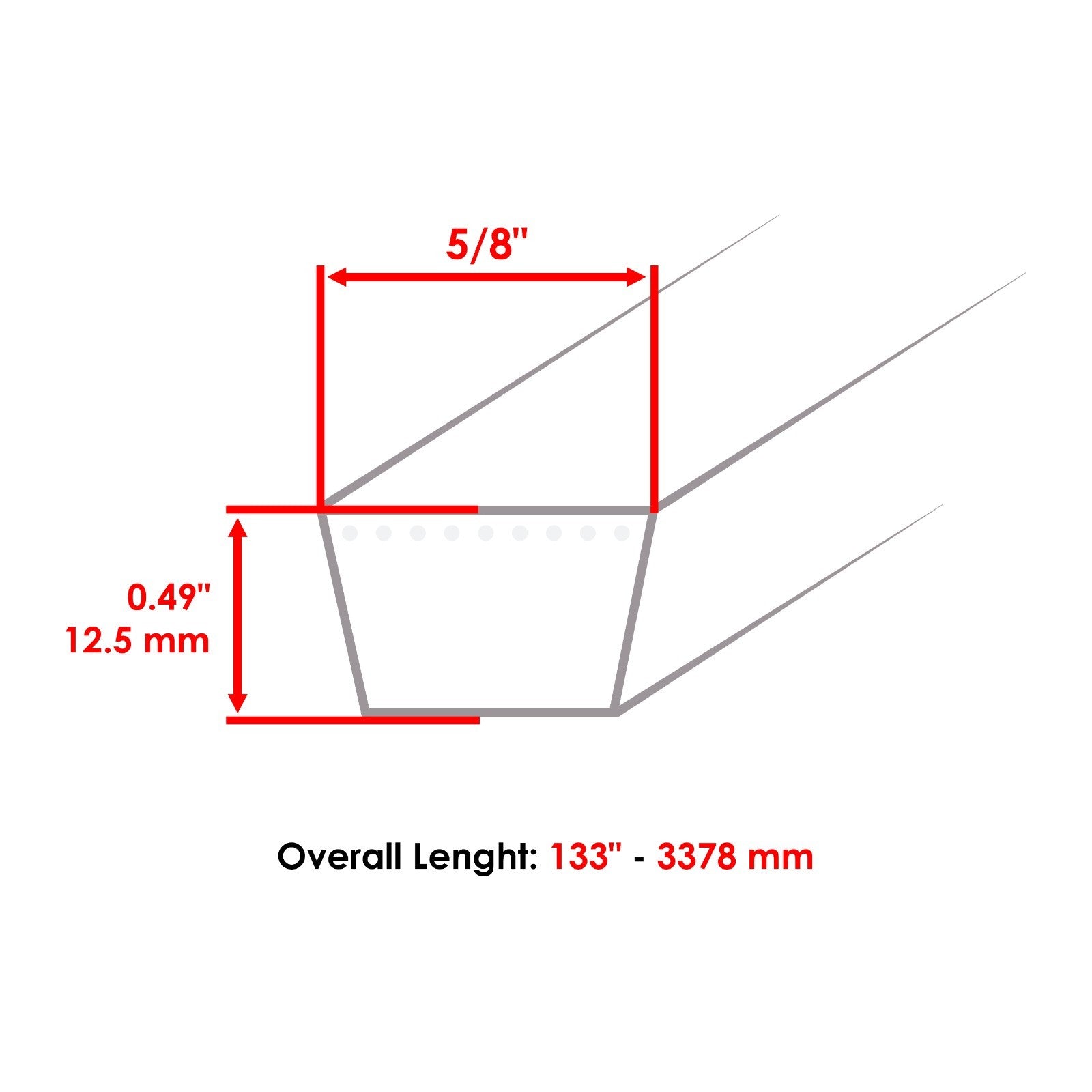 Deck Belt 133 x 5/8 Inch Replacement for Hustler TrimStar Super S (2018–2024)