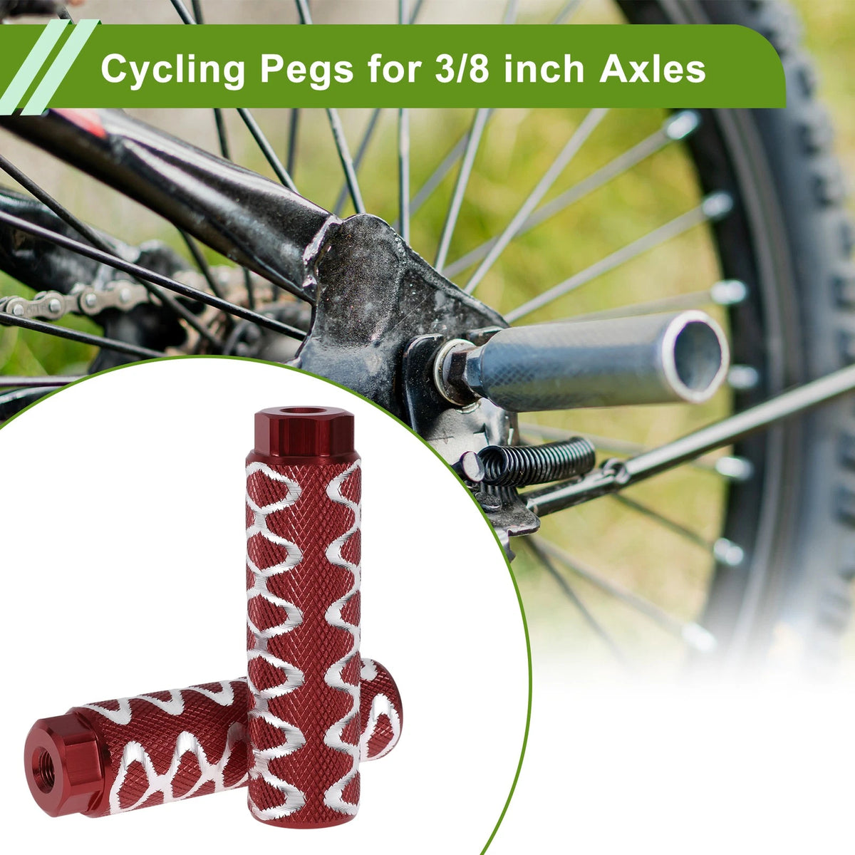 4 Pcs Bike Pegs 100mm Circle Texture Replacement for Red Cycling Foot Pegs