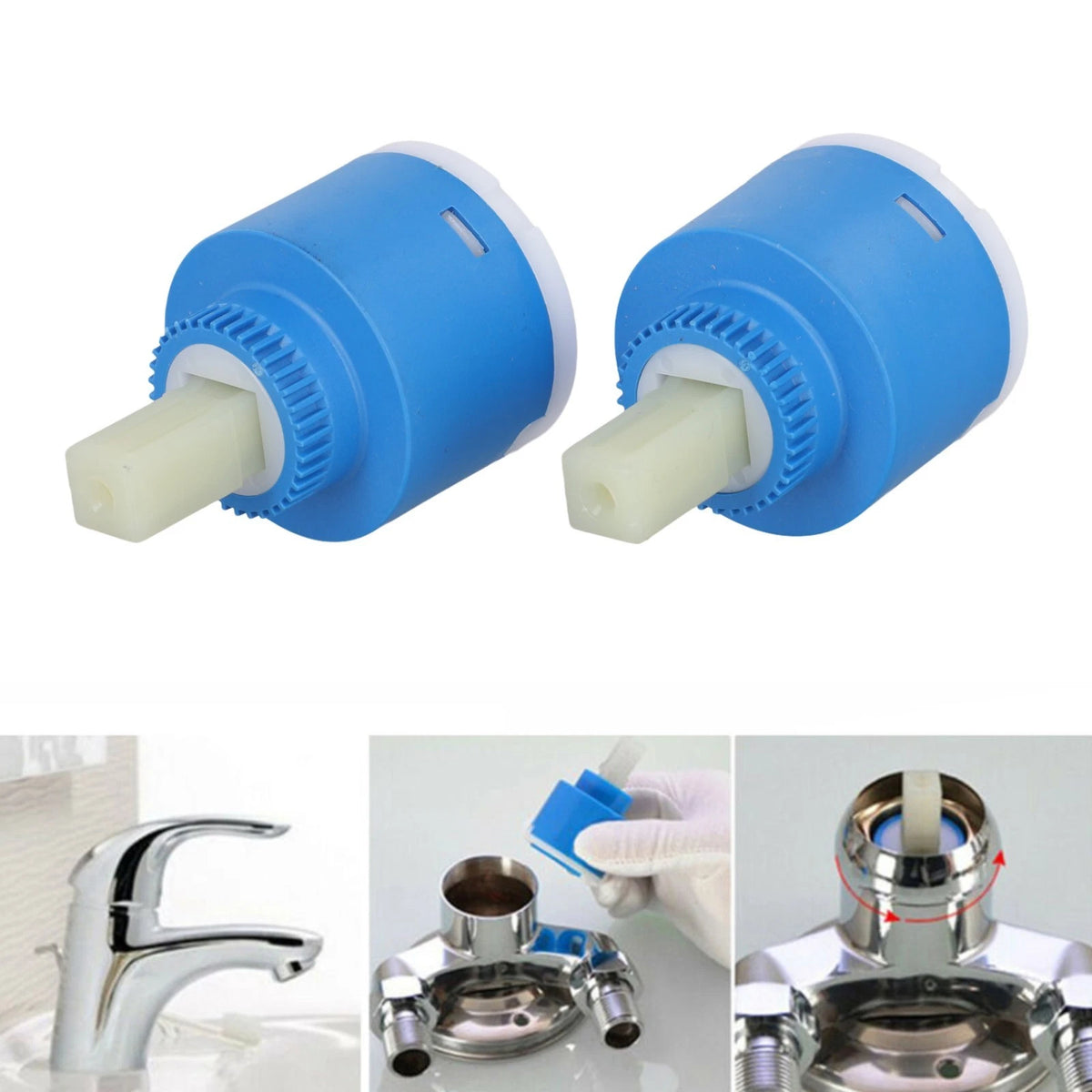 2X Ceramic Tap Disc Cartridge for Sinks (40mm)