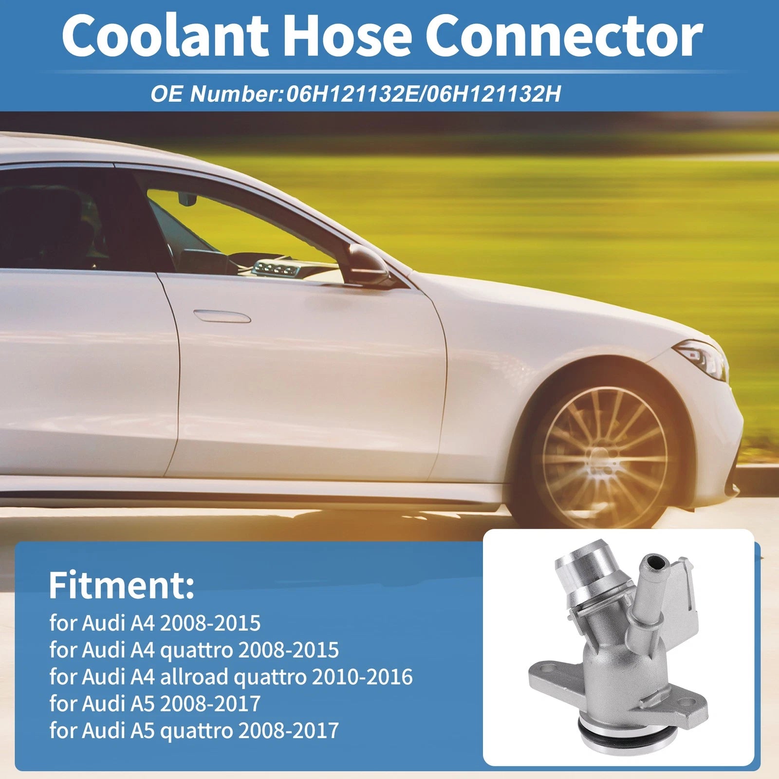 Engine Coolant Hose Connector Replacement for Audi A4 (2008–2015) Aluminum