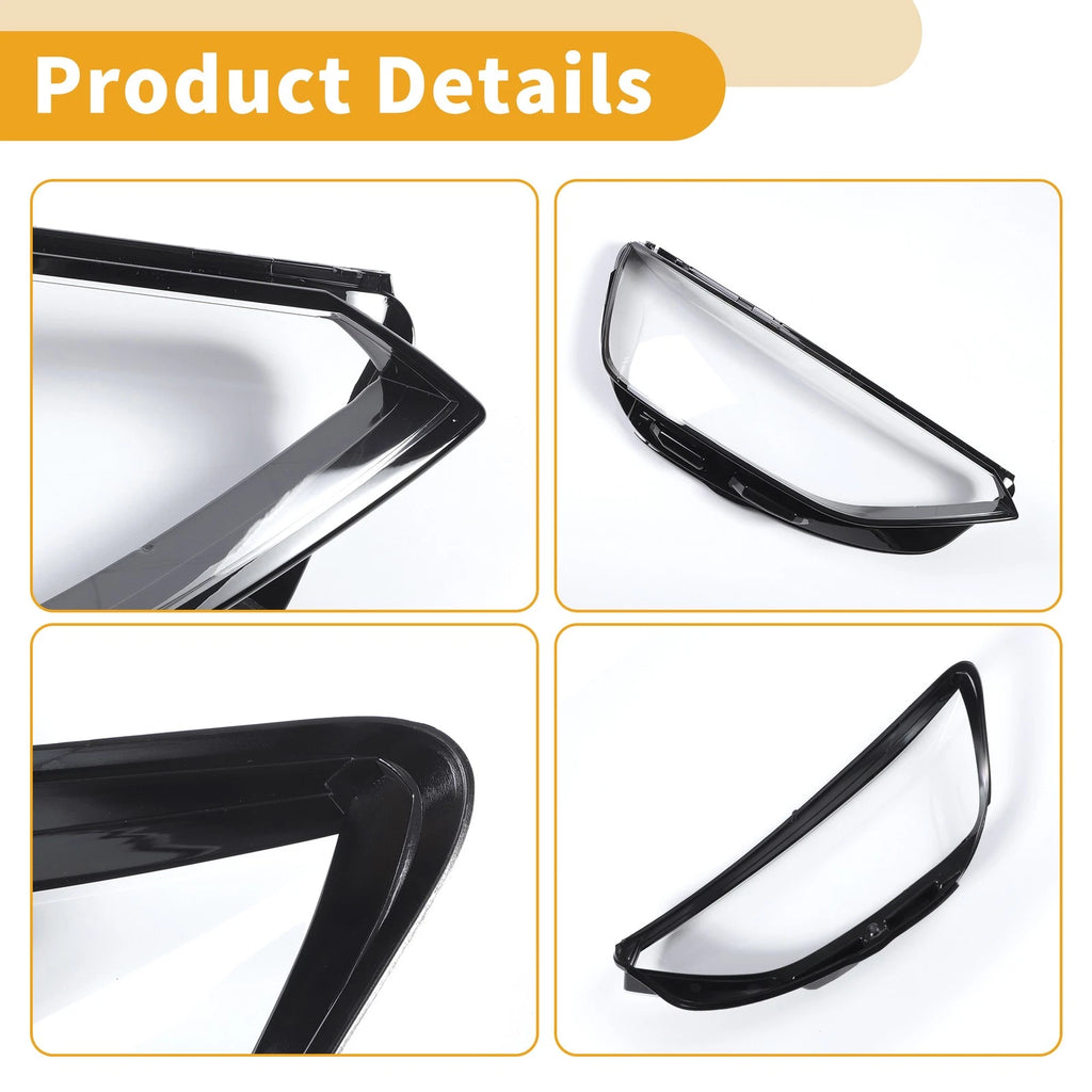 1 Pc Headlight Lens Cover for Audi A4 (2020–2023) Clear Black