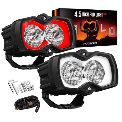 2X NOVSIGHT HALO 4.5" LED Pod Work Flood Light for Off-Road Vehicles