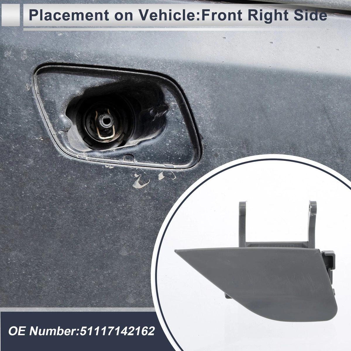 Front Right Headlight Washer Nozzle Cover Cap for BMW 750i (2009–2011)