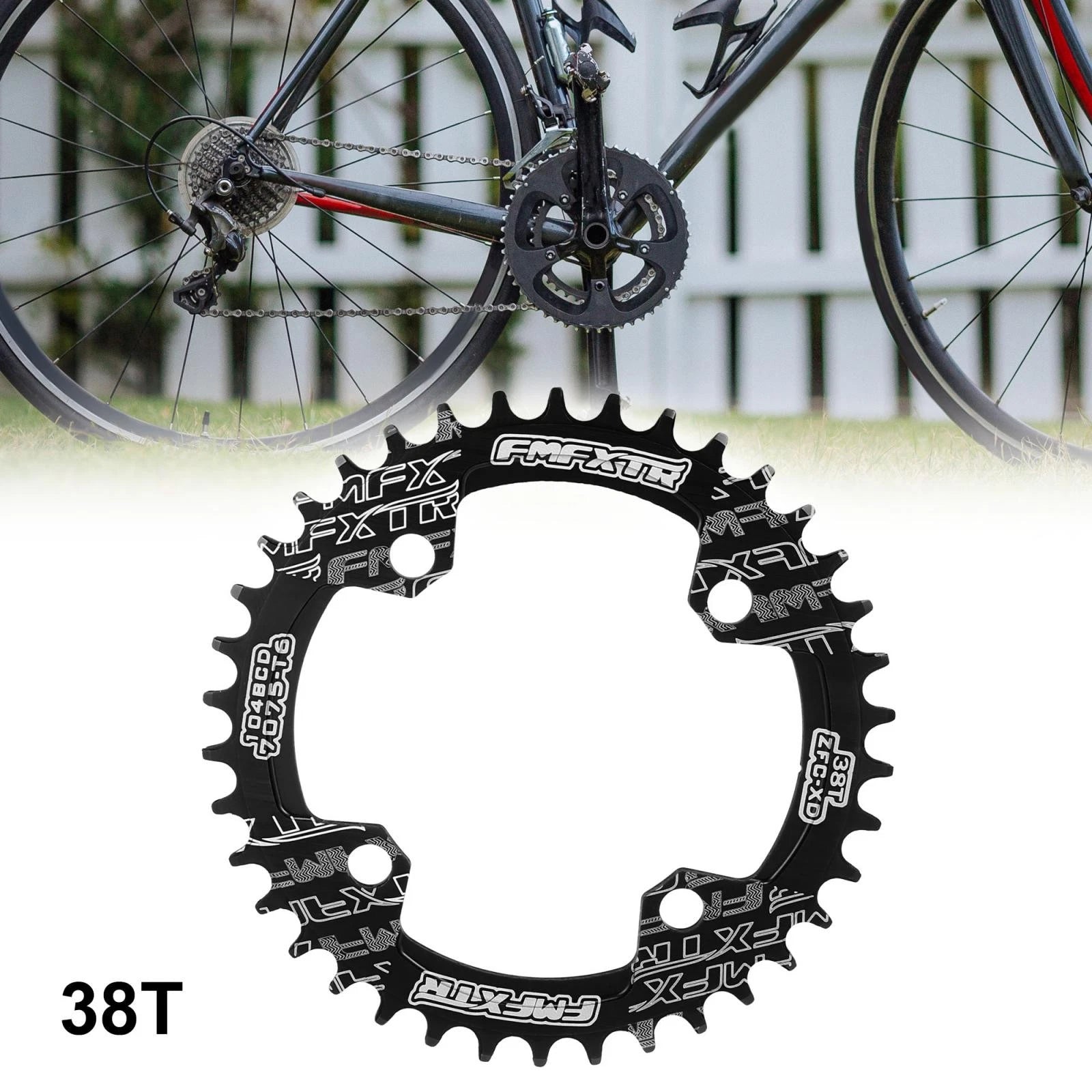 Narrow Wide Chainring 38 Teeth 104mm for Bicycle Crankset (Black)