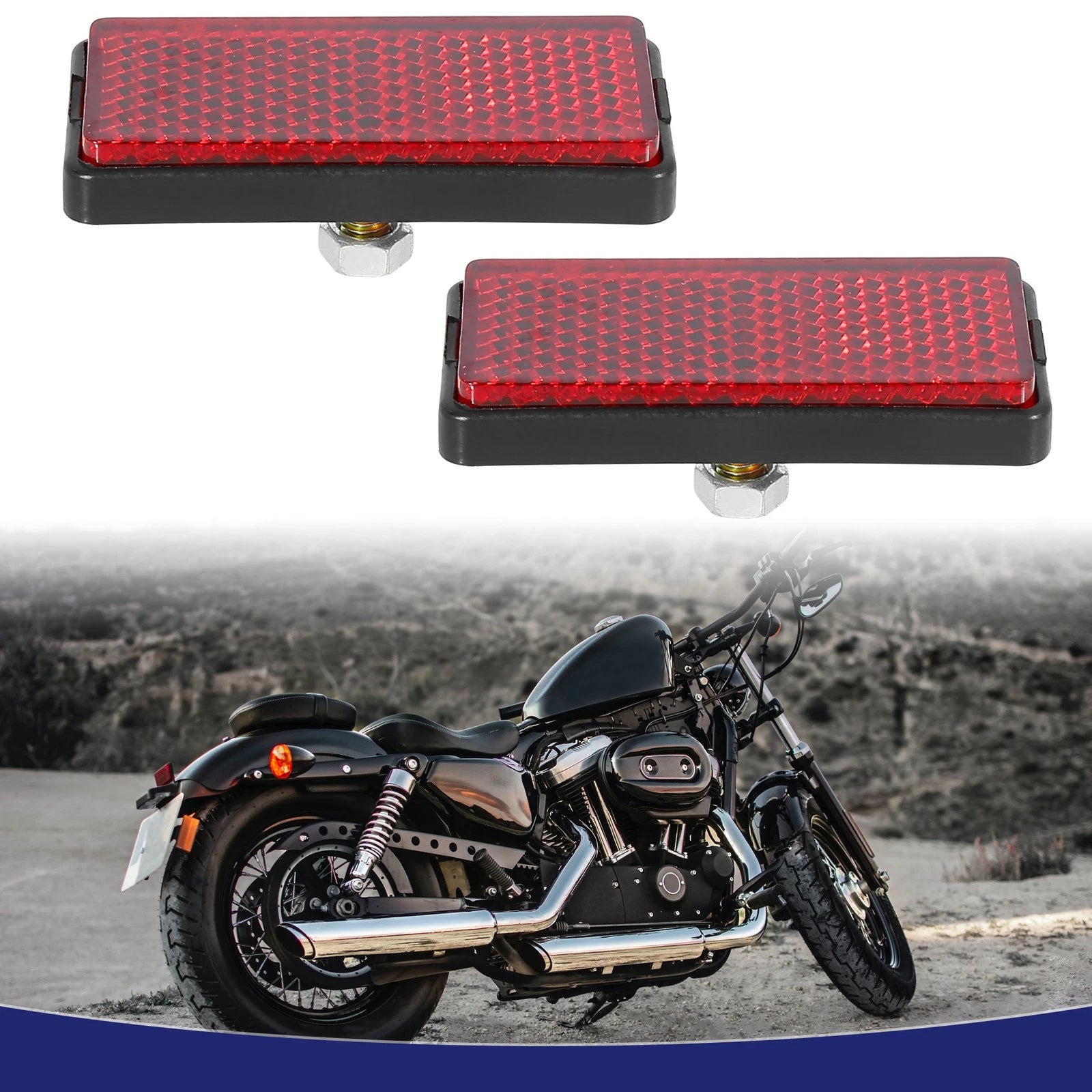 License Plate Reflector Universal Replacement for Motorcycles ATV (2 Pack) (—)