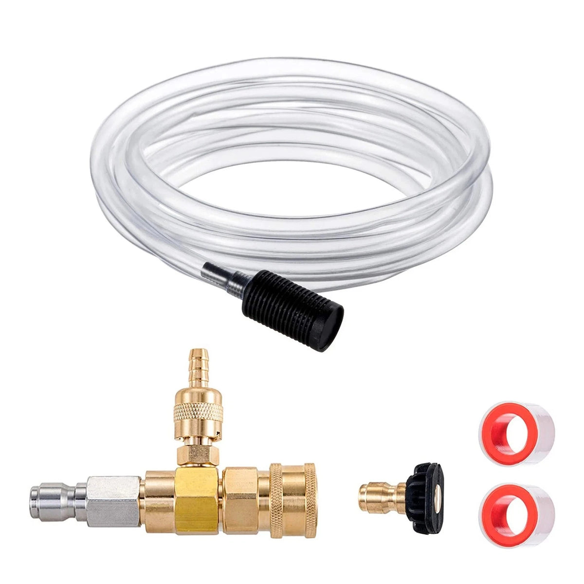 Downstream Soap Injector for Pressure Washer (4000 PSI, 3/8", 10ft Hose)